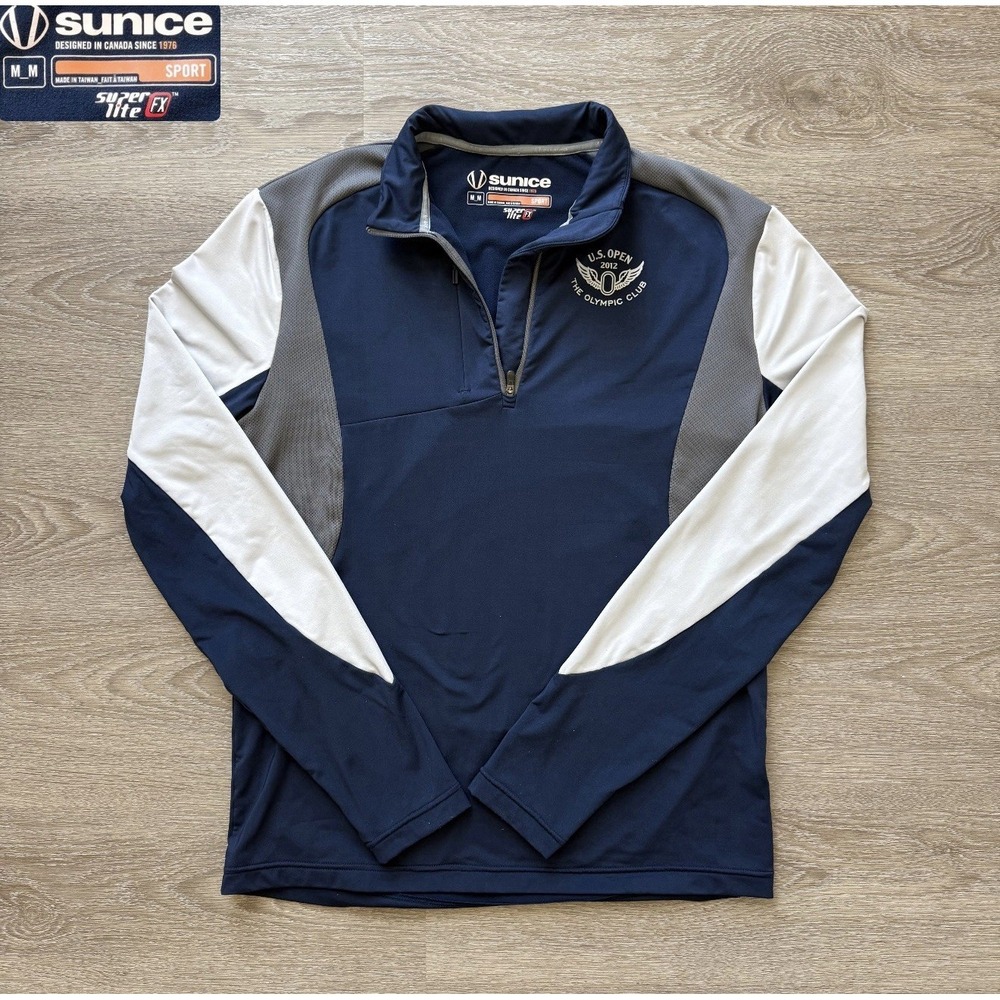Sunice US Open 2012 Olympic 1/4 Zip Pullover Golf Jacket Blue Marriott‎ Mens M